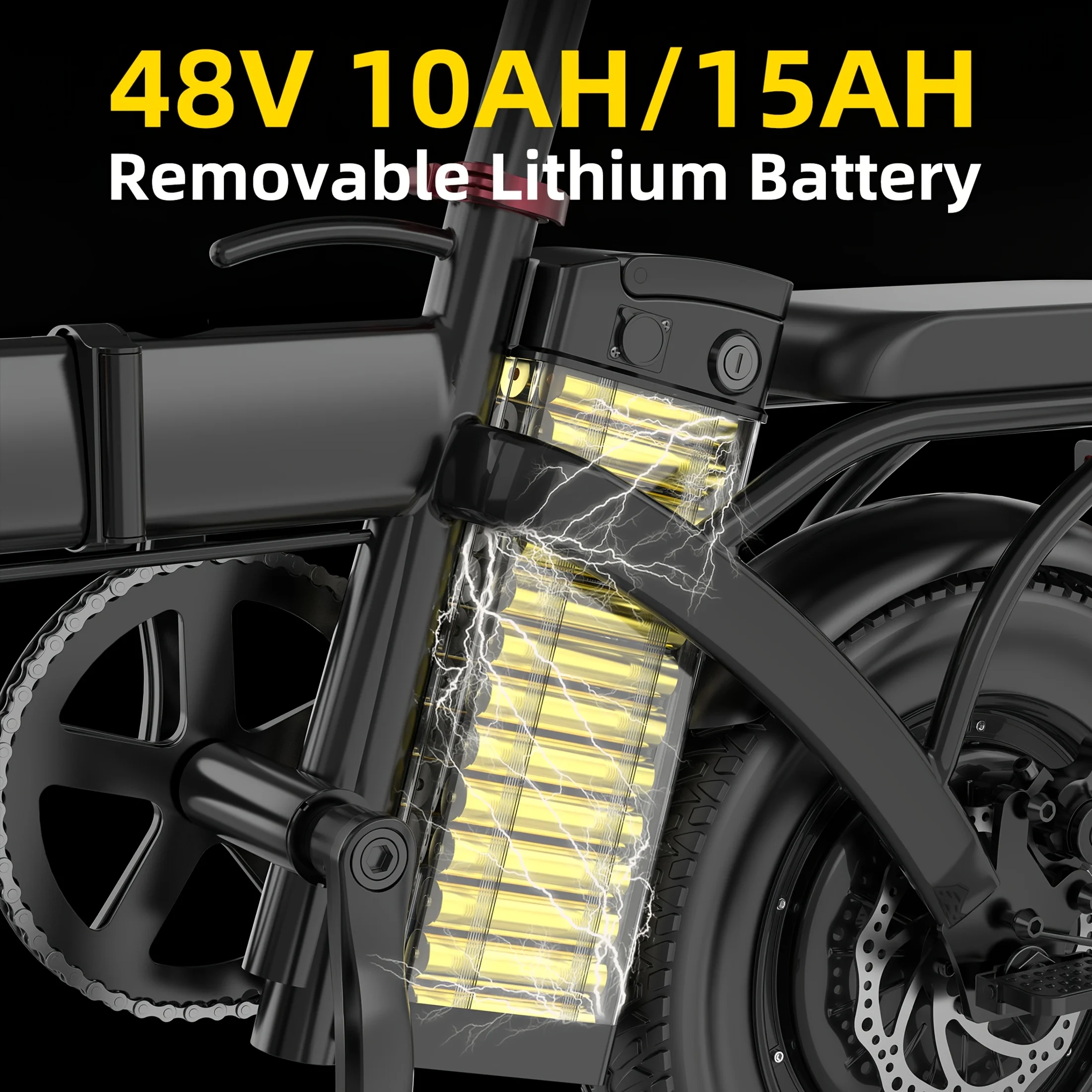 500W Folding Electric Bike, 48V 10/15AH, 50km Range, 14