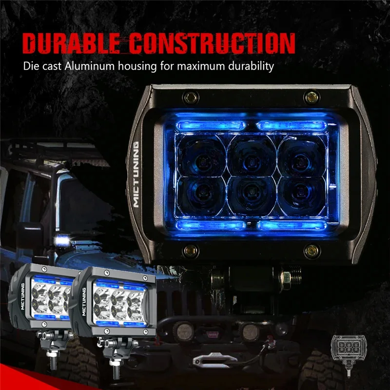 

MICTUNING 2PCS K1 Spot Led Light Bar Ice Blue Work Lights Pod Waterproof Driving Fog Lighting For Trucks Jeep Boats ATVs