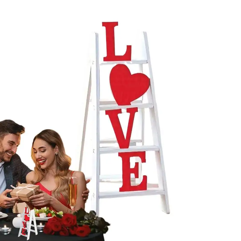 Valentine Ladder Love In The Ladder Valentine Day Sign Love Ladder Tabletop Ornament for Desk Mantle Shelf Wedding