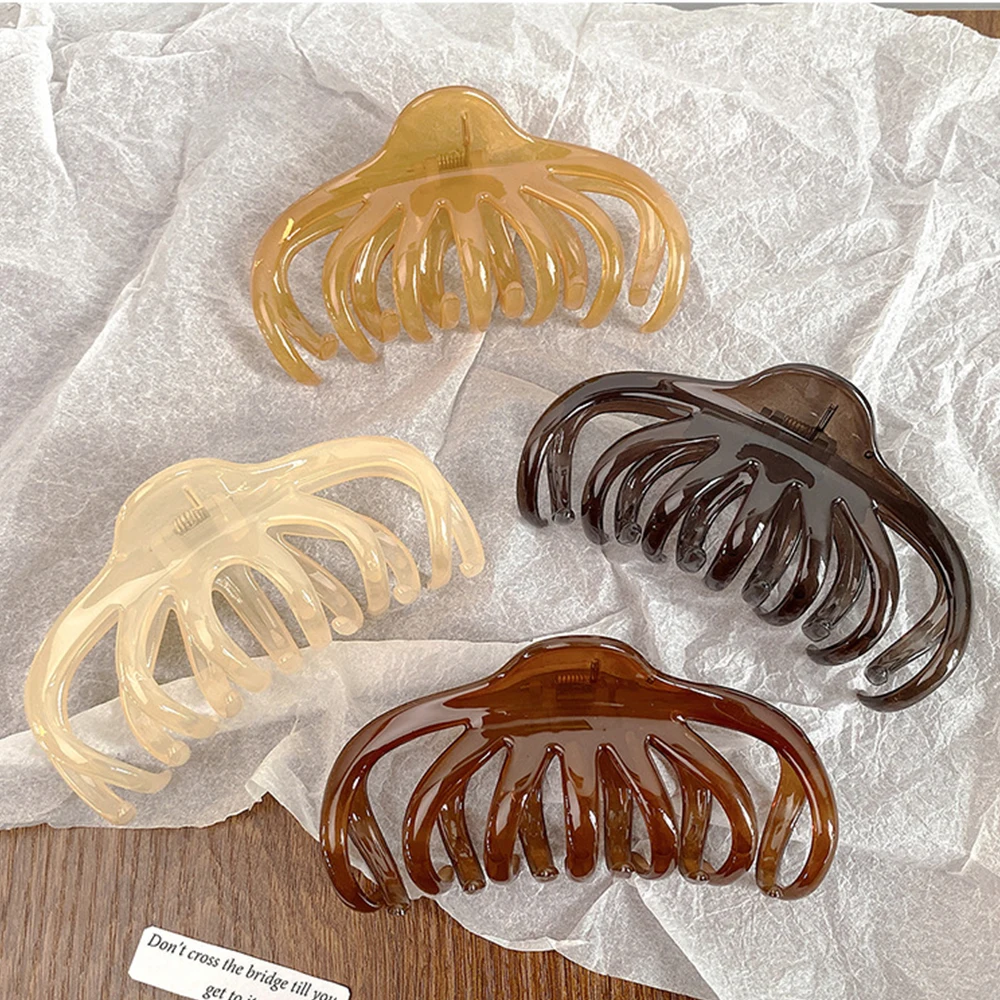 

13CM Jelly Color Octopus Grabbing Hair Clips Versatile Hair Claws Shark Clip Fashion Hair Accessorie Super Large Gripper