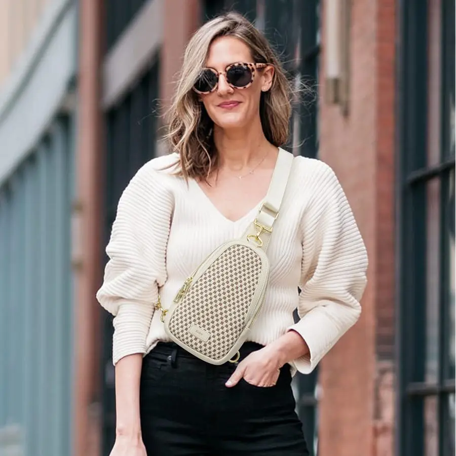 حقيبة كروس للنساء، حقيبة كروس جلدية من الجلد، حقيبة صدر بمحفظة RFID، حقيبة نهارية صغيرة للنساء #2