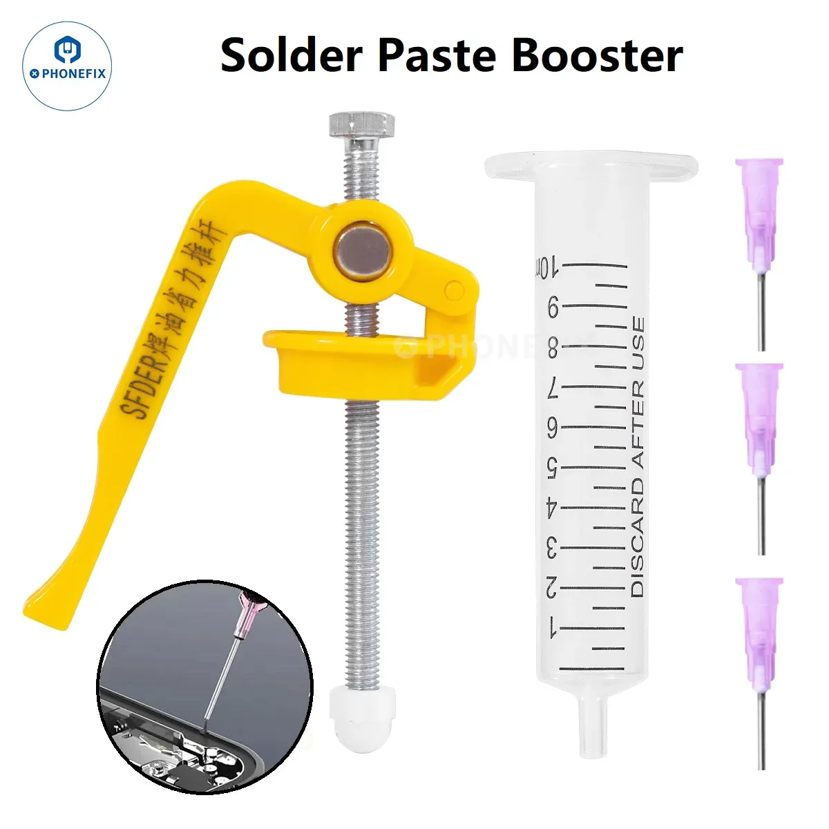 Manual Solder Paste Dispenser Flux Syringe Welding Glue Propulsion Tool UV Solder Mask Ink Welding Green Oil Pusher for PCB BGA