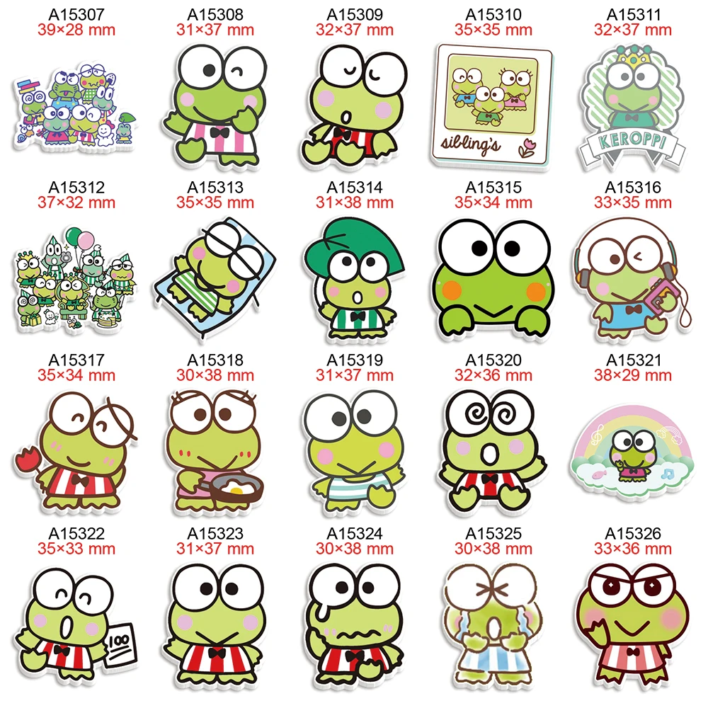 Keroppi Sanrio Desenhos animados Planar Resina Flatback Hairbow Acessórios, DIY Craft Decoração, 30pcs