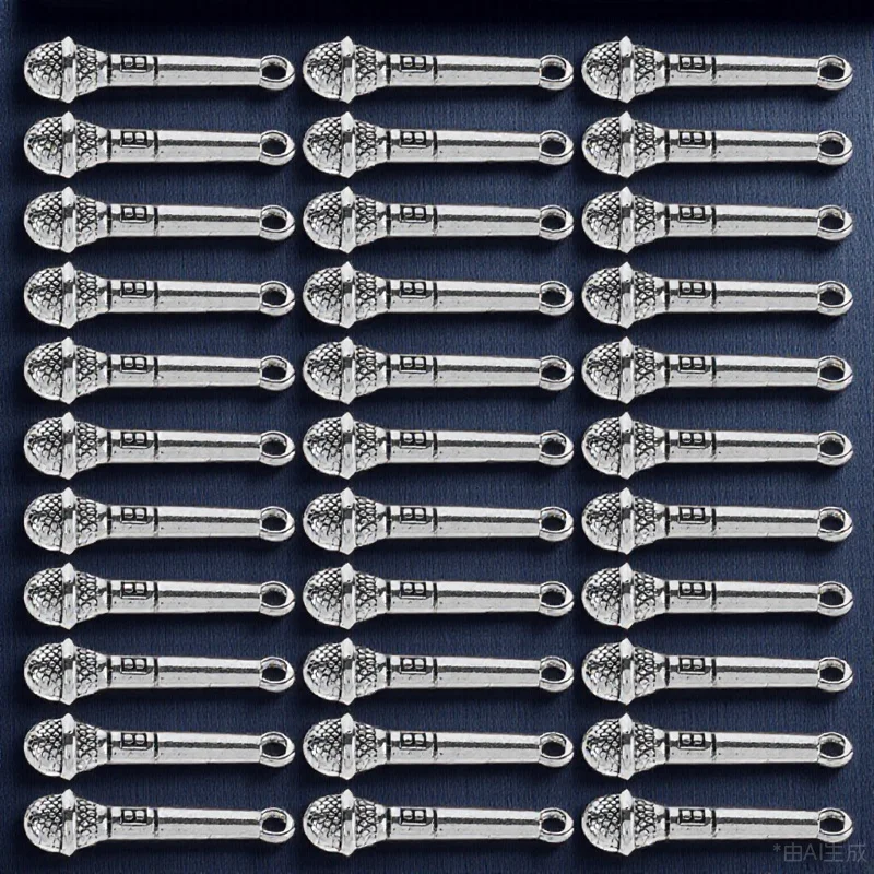 

50Pcs Mini Microphone Charms Zinc Alloy Retro Style Ideal for DIY Music Bracelet Necklace Accessories Music Charm Bracelets