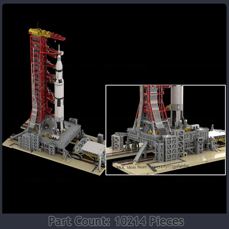 MOC Building Blocks Space Series Apollo 11 Launch Umbilical Tower And Saturn V Crawler Transporter DIY Assembled Bricks Toy Gift