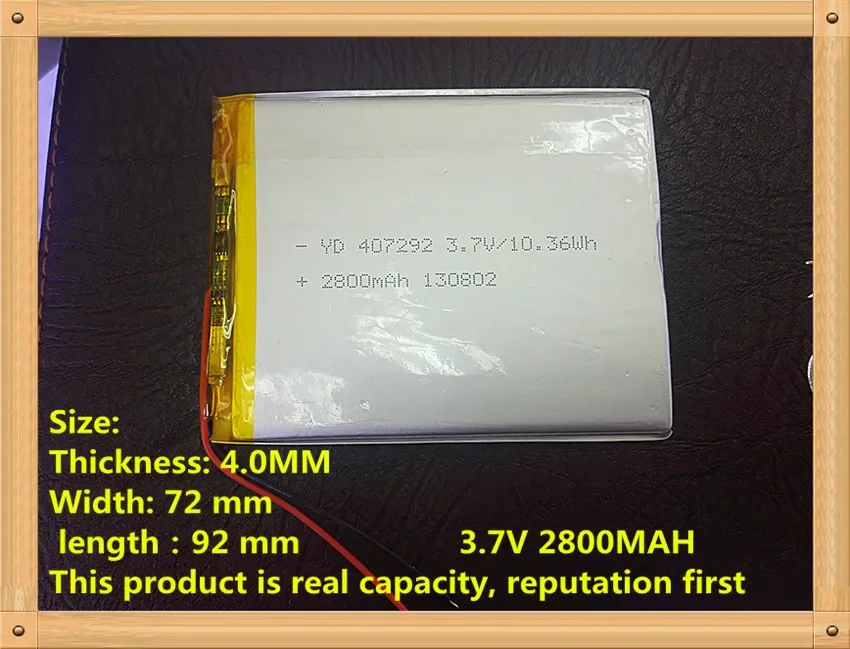 Free shipping! 3.7V 2800mah 407292 Polymer Lithium Li-Po Rechargeable Battery For GPS  DVD PAD e-book tablet pc power bank