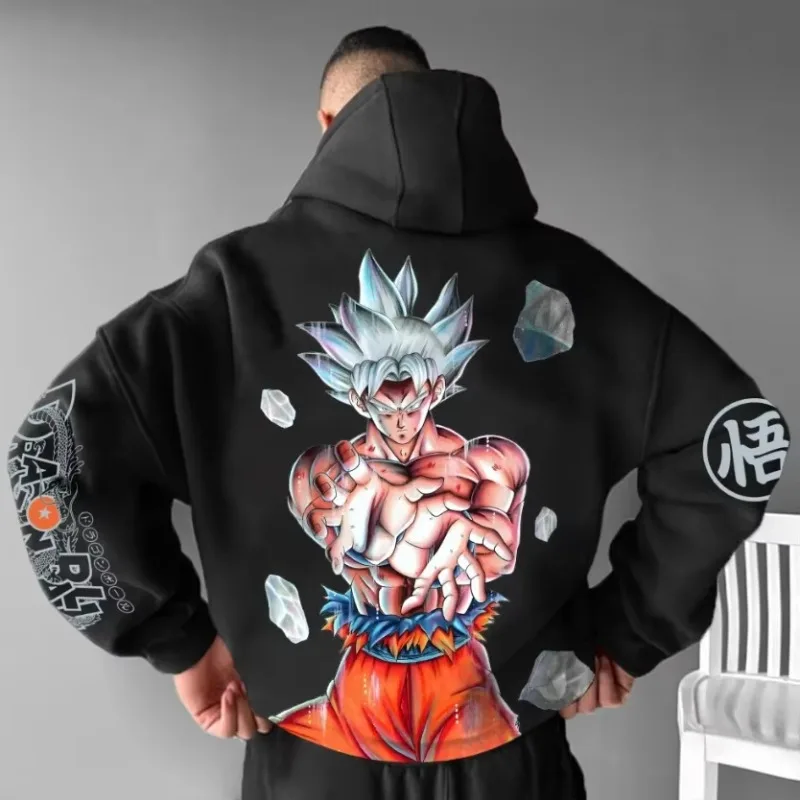 Dragon ball animação masculino 2025 outono/inverno novo moletom com capuz rua solta casual dos desenhos animados impresso harajuku pulôver pai criança topo