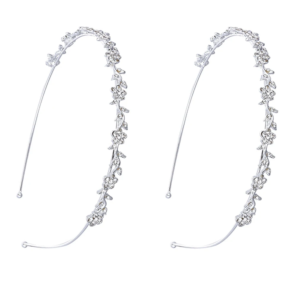 

2pcs Flower Headb Rhinestone Hairb Bridal Headpiece Wedding Hair Accessory Zinc Alloy Headdress Girls Decoration