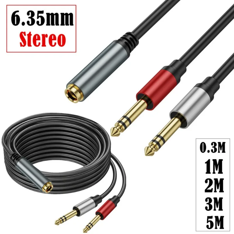 

Super Flexible Cable Metal Shell 1/4 Inch TRS Stereo 6.35 Female To 6.35 Stereo Male Dual Audio Cable