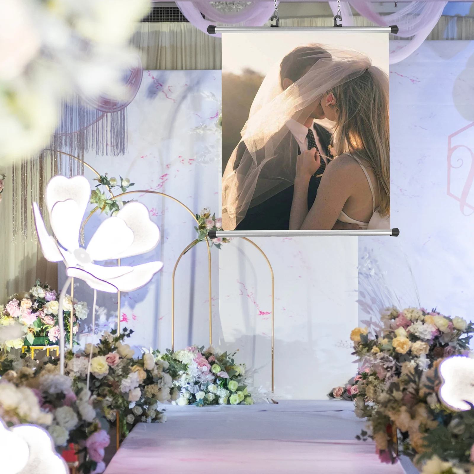 

2pcs Poster Hanger 33cm Aluminum Alloy Advertising Pole Picture Frame Scroll Reel Lightweight Clips Easy Use Change