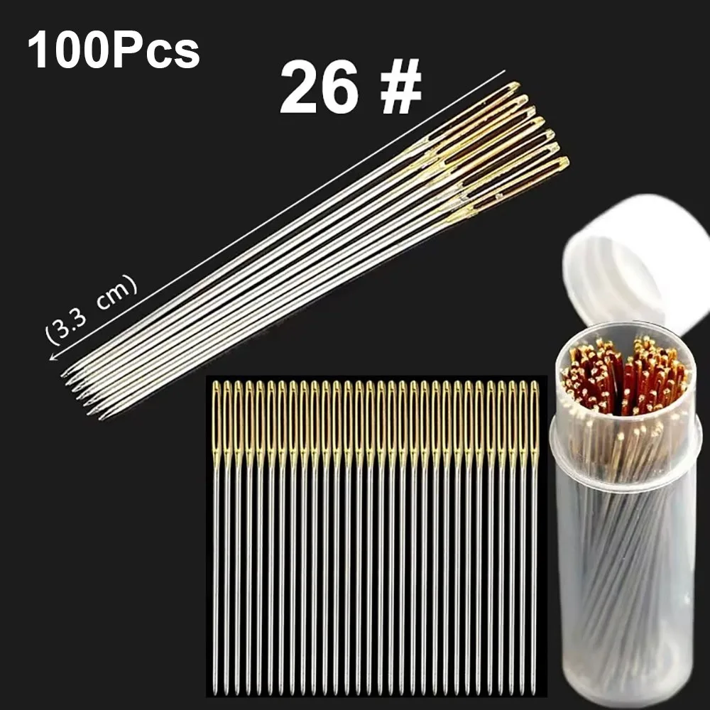 100 stuks 22/24/26 # Roestvrijstalen DIY-naalden, multi-size, voor borduren, kruissteek, stopnaalden, knutselgereedschap