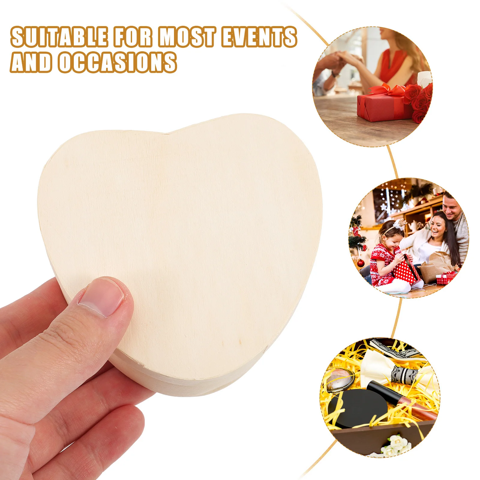 2Pcs Heart Shaped Wooden Boxes Blank Natural Unfinished Storage Box for DIY Jewelry Craft Handmade Decoration Jewelry Box