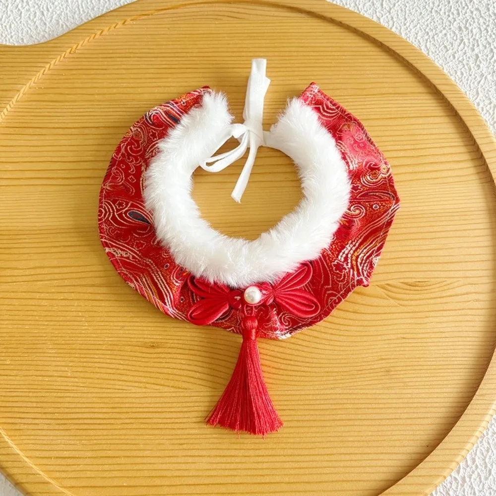 

Pet Dress Up Chinese Style Pet Cat Scarf Warm Cute New Year Dog Collar Adjustable Length Blessing Pet Saliva Towel Photo Props