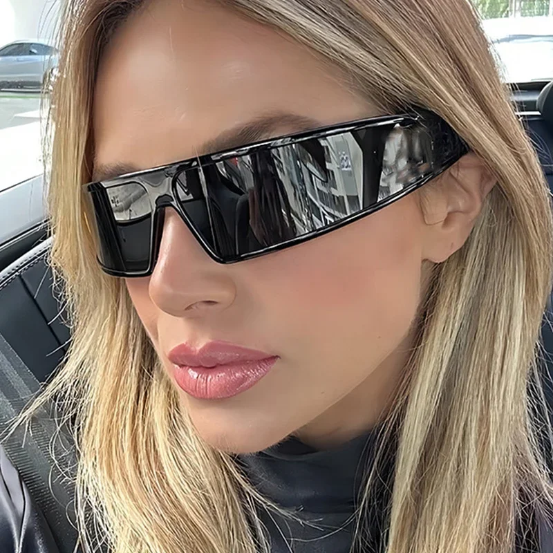 Narrow Rectangle Y2K Sunglasses Popular Black Mask Sunglasses Women 2025 Brand Designer Headband Sun Glasses Men Goggle Shades