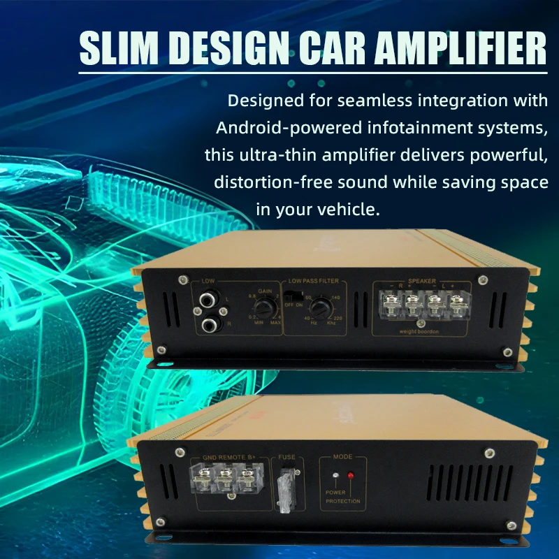 2-Channel 12V Car Power Amplifier Class A/B Digital Stereo Surround Passive Subwoofer Audio Player For Cars Max 2200W AMP