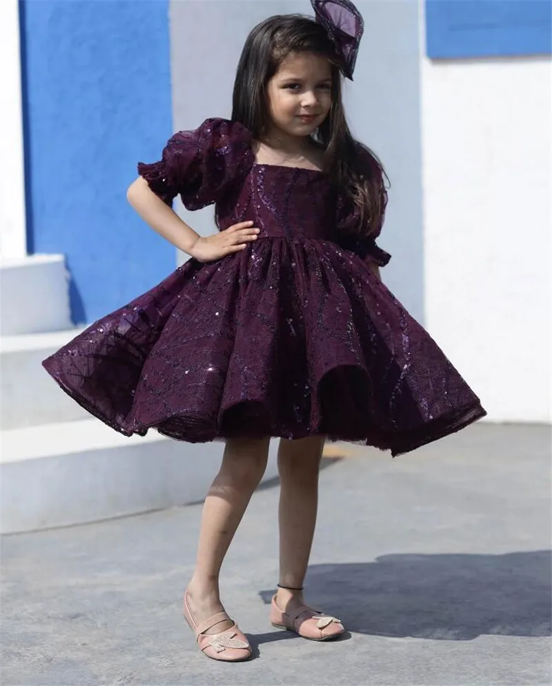 Vestido hecho a mano para niñas de 1 a 14 años, vestidos de tutú, vino, satén, Organza, fiesta de cumpleaños, regalo de Navidad, primera comunión