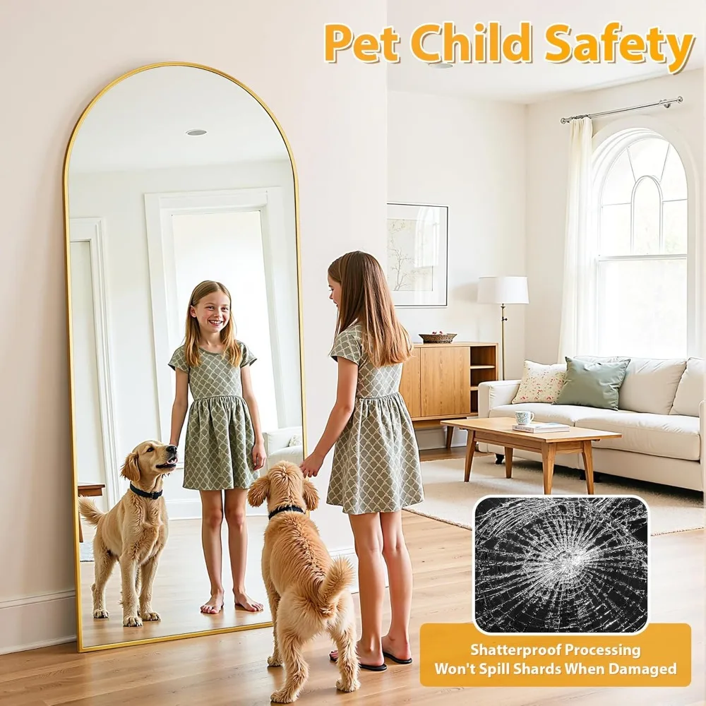 Espelho de chão grande, espelho de corpo autônomo de comprimento total 65 x 22 com opção de suspensão