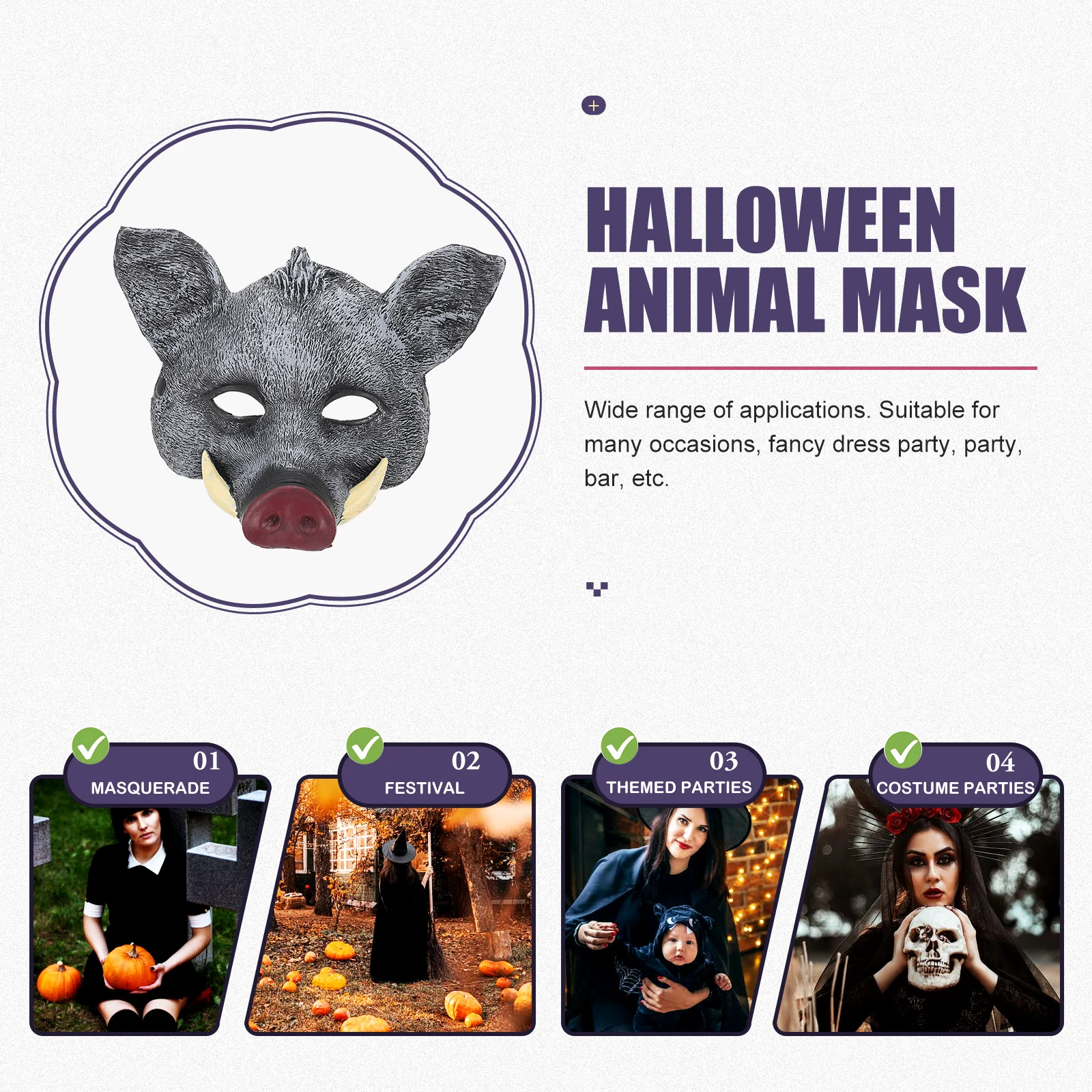 

Halloween Wild Boar Mask Pu Material Festival Party Cosplay Decorative Animal Mask