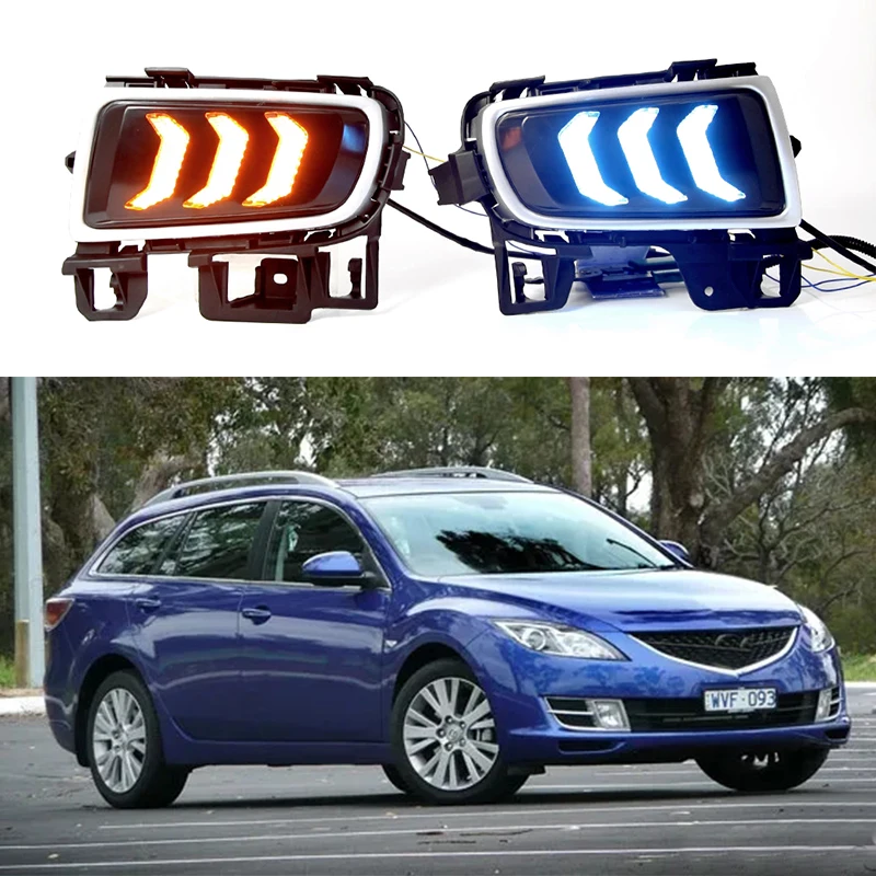 

LED DRL Car Daytime Running Light Front Fog Lamps with Turn Signal Assembly Accessories For Mazda 6 2005 2006 2007 2008 2009