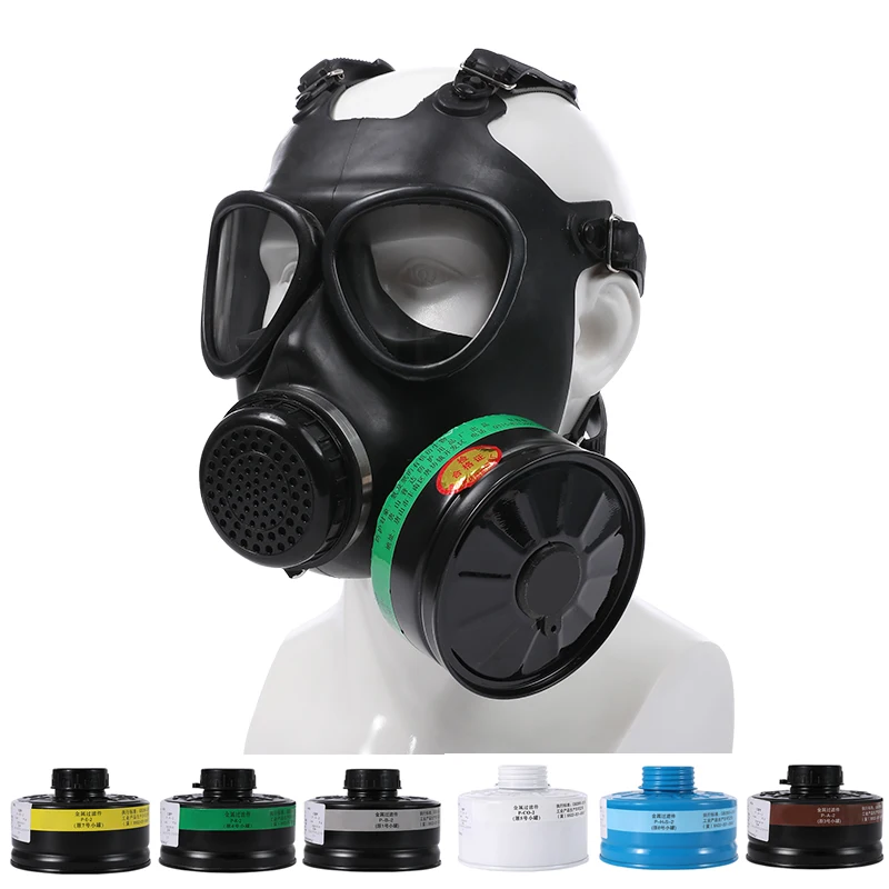 

Full Face Gas Mask Respirator Metal Filter Box Painting Spray Pesticide Natural Rubber Mask Chemical Prevention Mask Work Safety