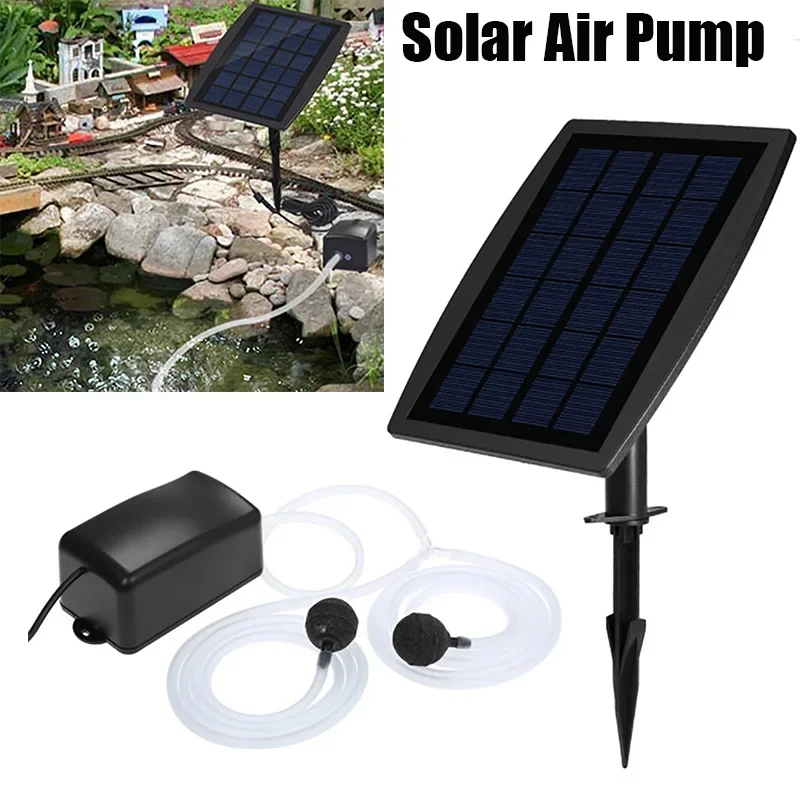 

6V/2.5W Solar Air Pump xygenator Solar Air Pump Low Noise Built-in 3.7V/1800mAh Lithium Battery For Household, Outdoor, Aquarium