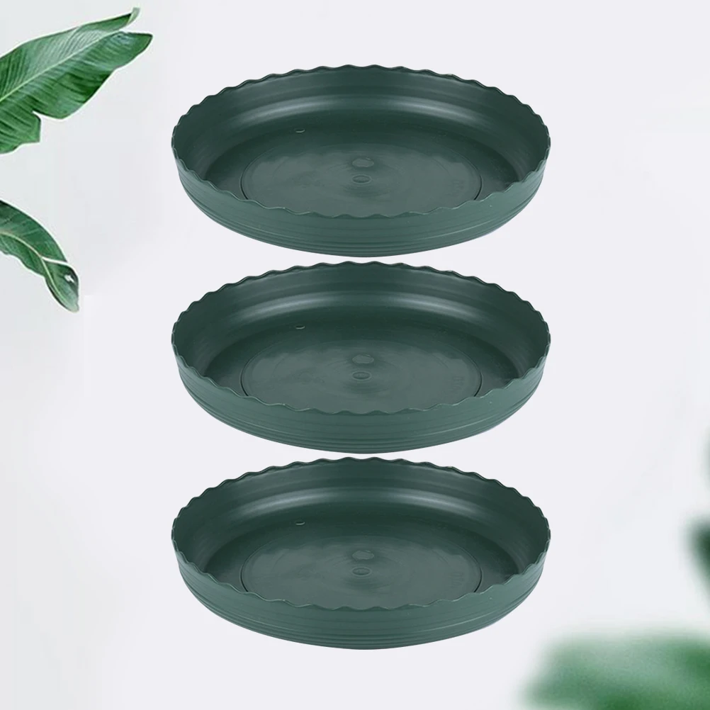 

3pcs Plastic Flower Pot Tray Sturdy Flat Bottom Drip Tray For Bonsai Succulent Plant Pots Garden Balcony Use Water Resistant