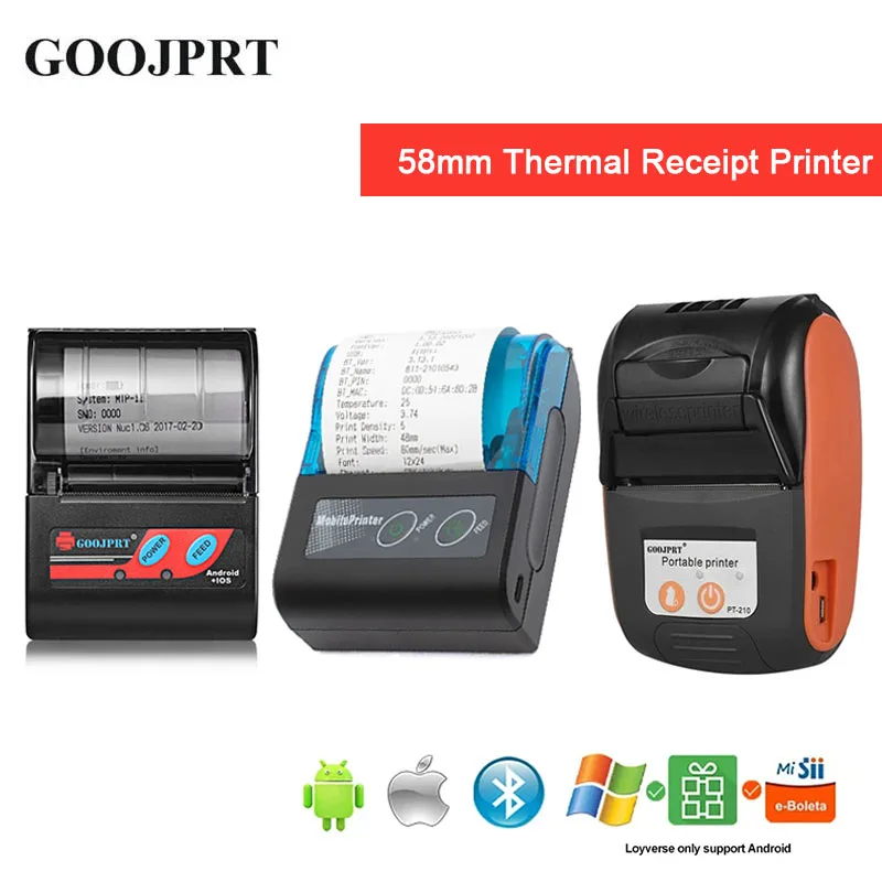 58mm Portable Thermal Printer Wireless Bluetooth Handheld Mobile Mini Small Receipt Label Printer Paper For Android IOS Windows