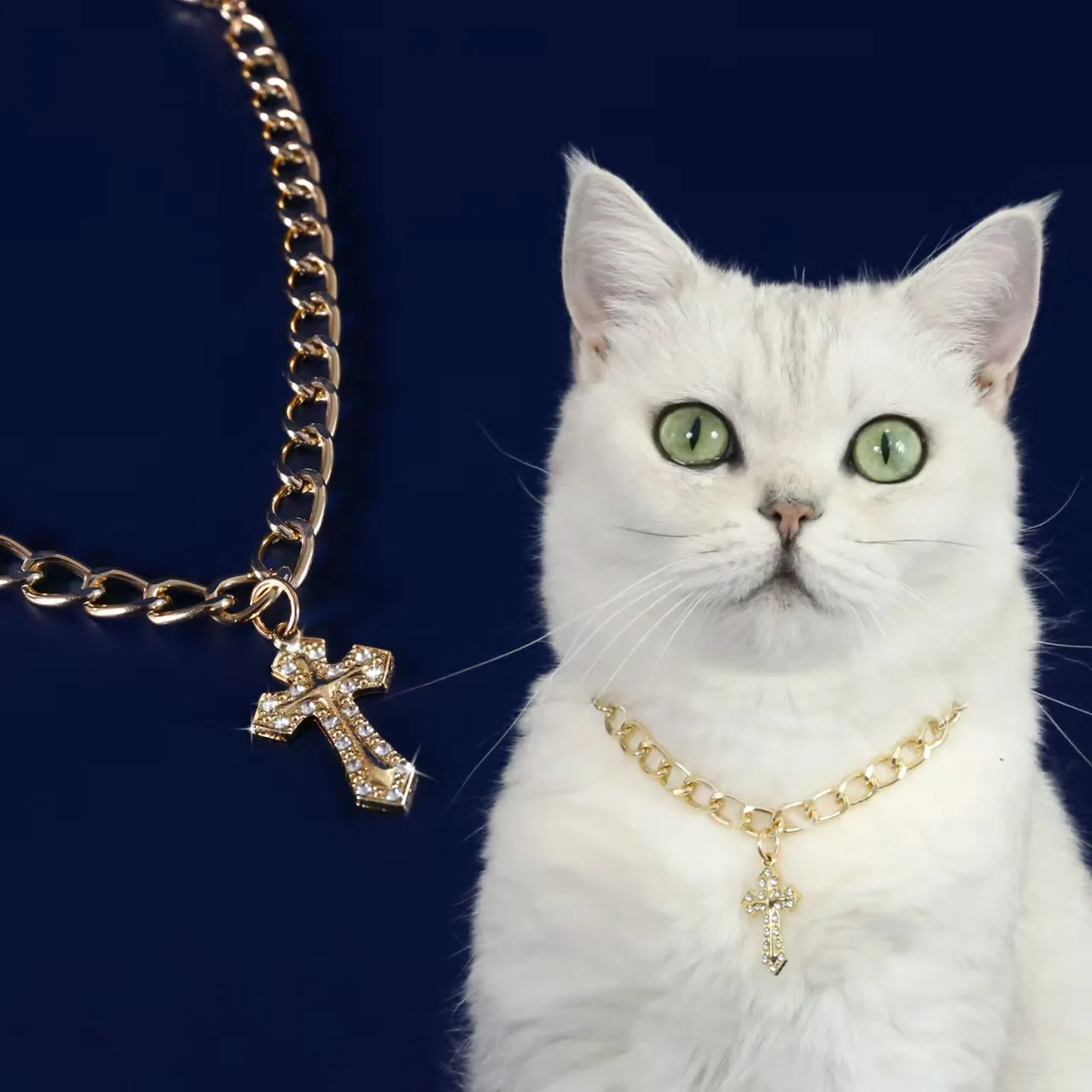 Fashion Cross Pendant Dog Accessories for Cat Neck Wear Fancy Zircon Pet Necklace Adjustable Cosplay Small Medium Puppy Collar