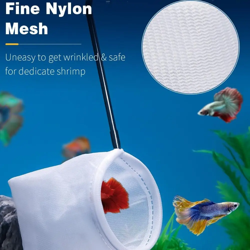 Extendable Tiny Fish Tank Net Stainless Steel Handle Fine Net Mesh Skimming Net Food Residue Debris Soft Aquarium Shrimp Net