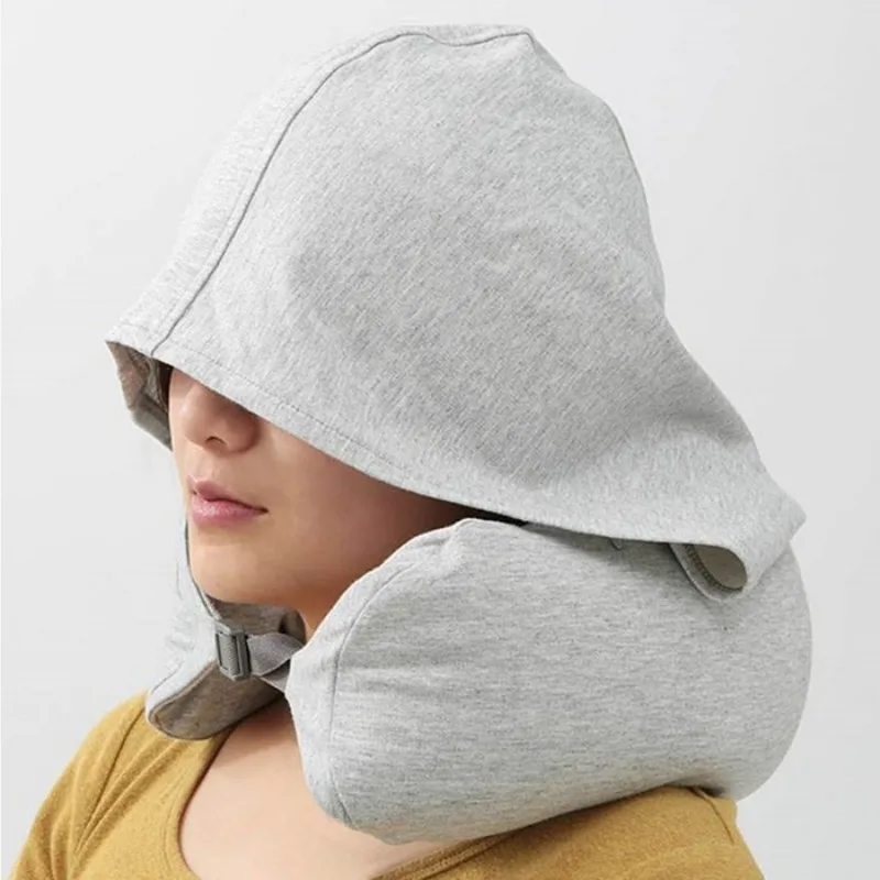 U-shaped Pillow Good Hat  Pillow Cotton Neck Pillow Cervical Spine Pillow Lunch Break Hooded Pillow Travel Airplane Pillow