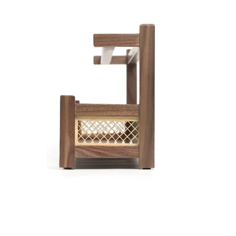 New Chinese Style Black Walnut Solid Wood Tea Set, Purple Clay Teapot Storage Rack, Thickened Desktop for Placing Ornaments