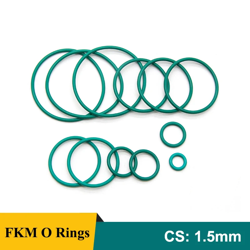 

10/50pcs FKM O Ring Sealing Gasket CS 1.5mm OD 5~50mm Insulation Oil Resistant High Temperature Resistance Fluorine Rubber Rings