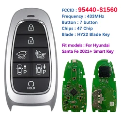 CN 020261   Oryginalny 7-przyciskowy inteligentny klucz PCB do Hyundai Santa Fe 2021+ Pilot 433Mhz 47 Chip FCCID TQ8-FOB-4F27 95440-S1560