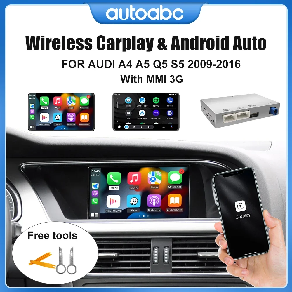Wireless CarPlay Android Auto for Audi A4 A5 Q5 S5 B8 2008-2016 With 3G MMI, ModelWith Mirror Link AirPlay Front/View Multimedia