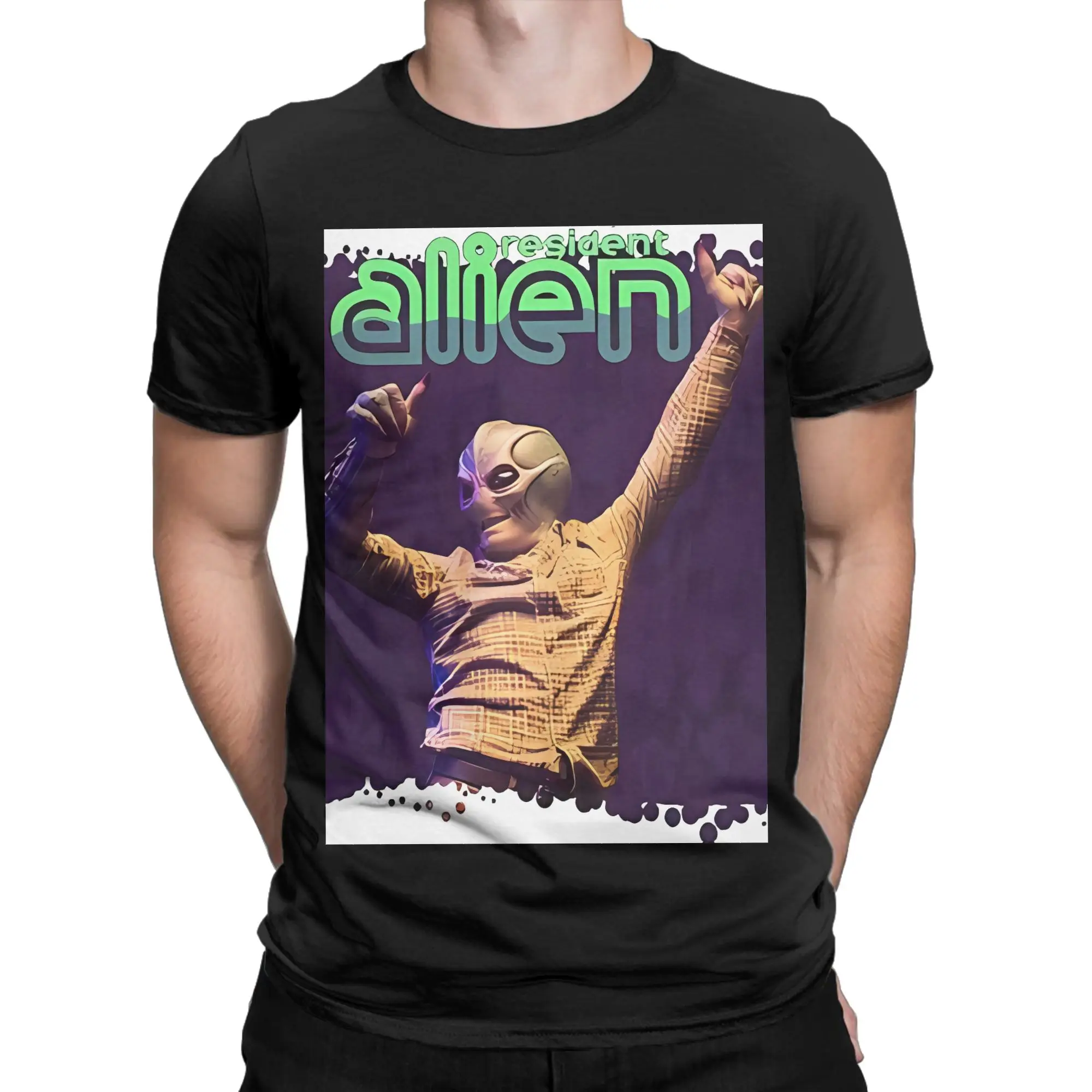Camiseta de algodón 100% para hombre, camisetas de Resident Alien, camisetas de Resident Alien Dancing In The Technicolor Dimension Novelty