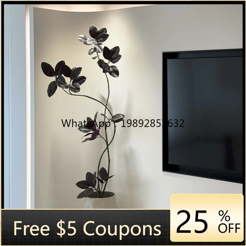 

LYY Black Alpine Banyan Artificial Green Plant Living Room Indoor Diamond Tree Large Floor Potted Plant Living Room Decoration