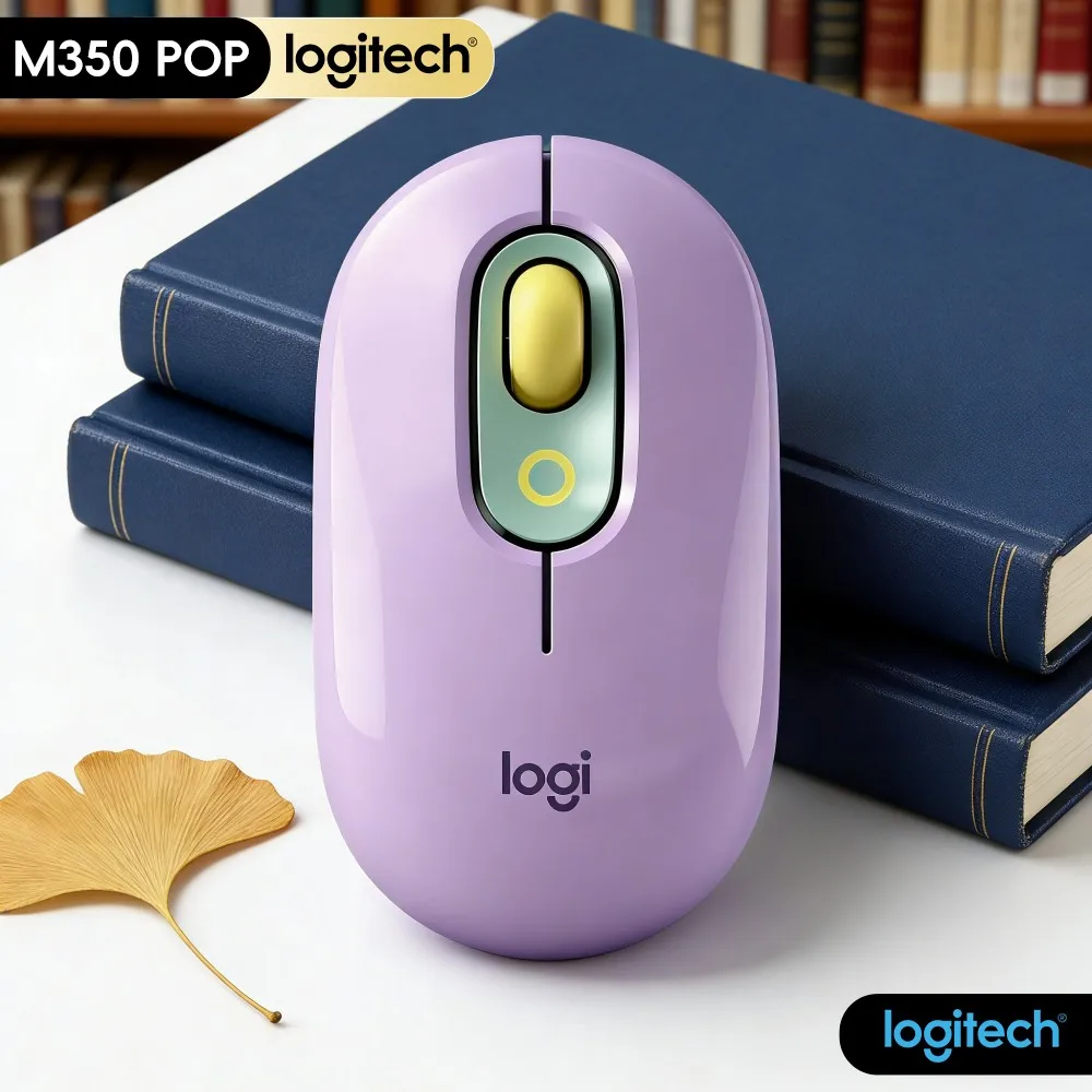 Logitech M350 POP Wireless Mouse High Accuracy Optical Tracking Travel Oriented For Notebook PC Mac Office Home Scenarios