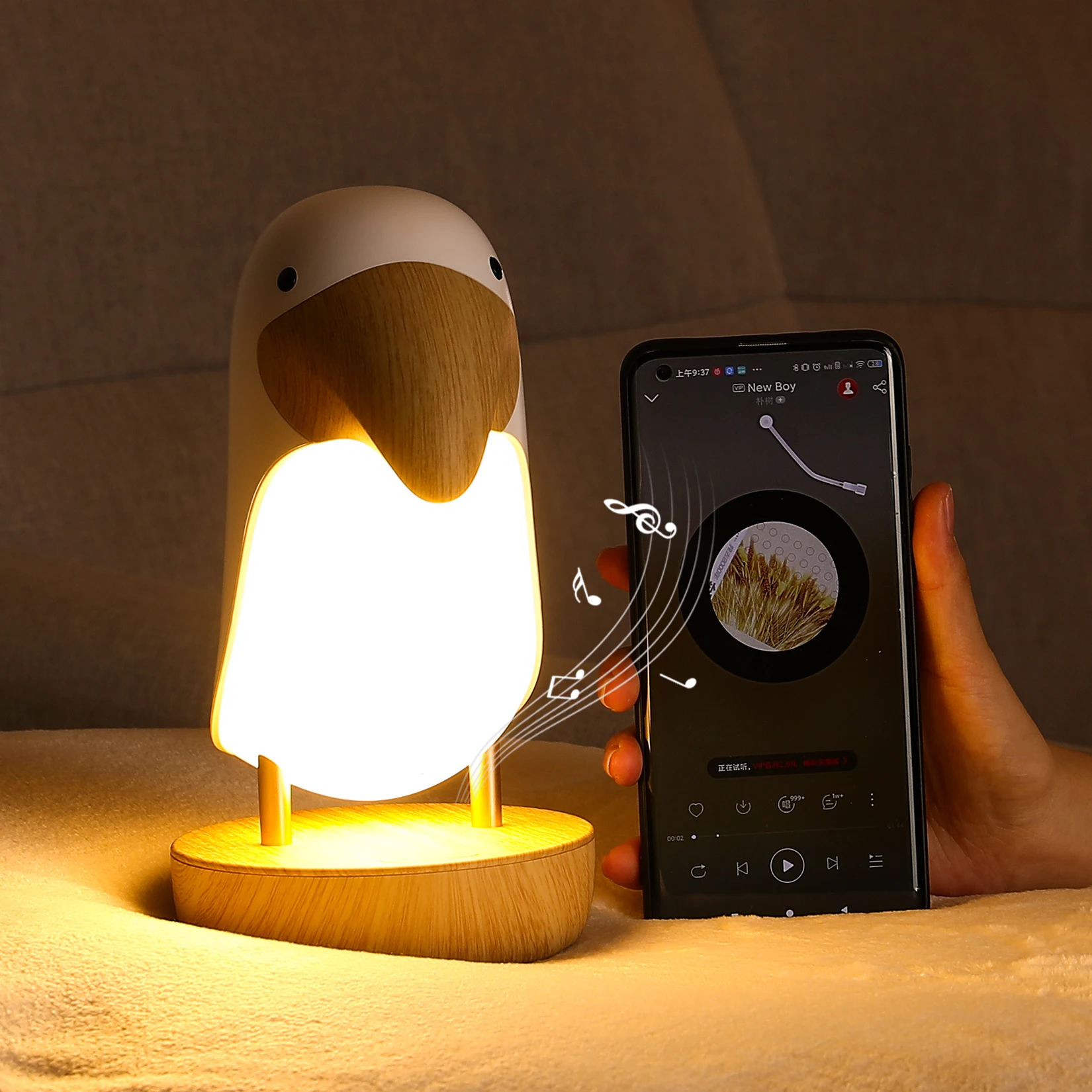 Toucan pássaro luz da noite usb recarregável lâmpada de mesa bluetooth lampe decoração do quarto presente natal para crianças iluminação interior