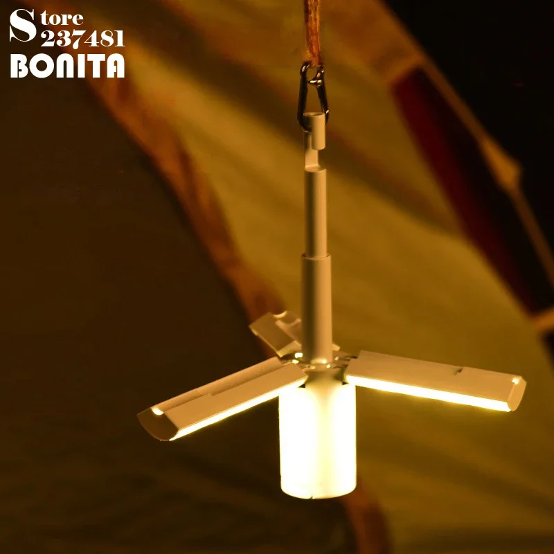 Portable Outdoor Folding Camping Light Multifunctional Dimmable Tent Night Riding Fishing Dormitory Rechargeable Camping Lamp