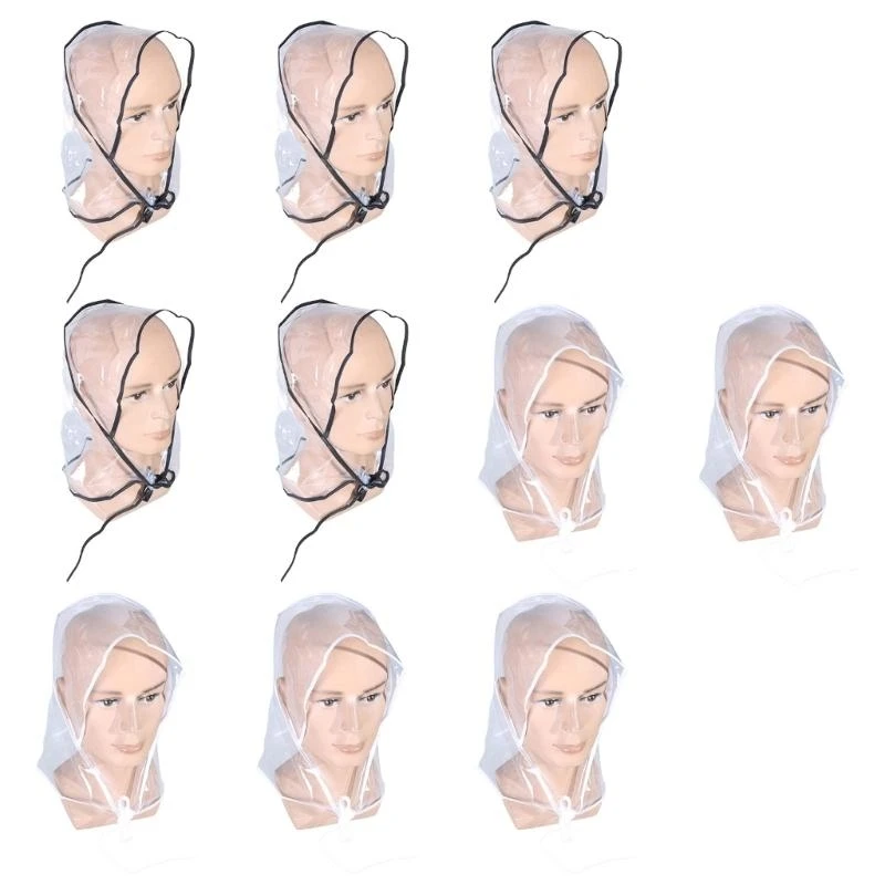 R1WE PVC Rain Hat for Rainy Weather Condous Outdoor Use Clear Hood