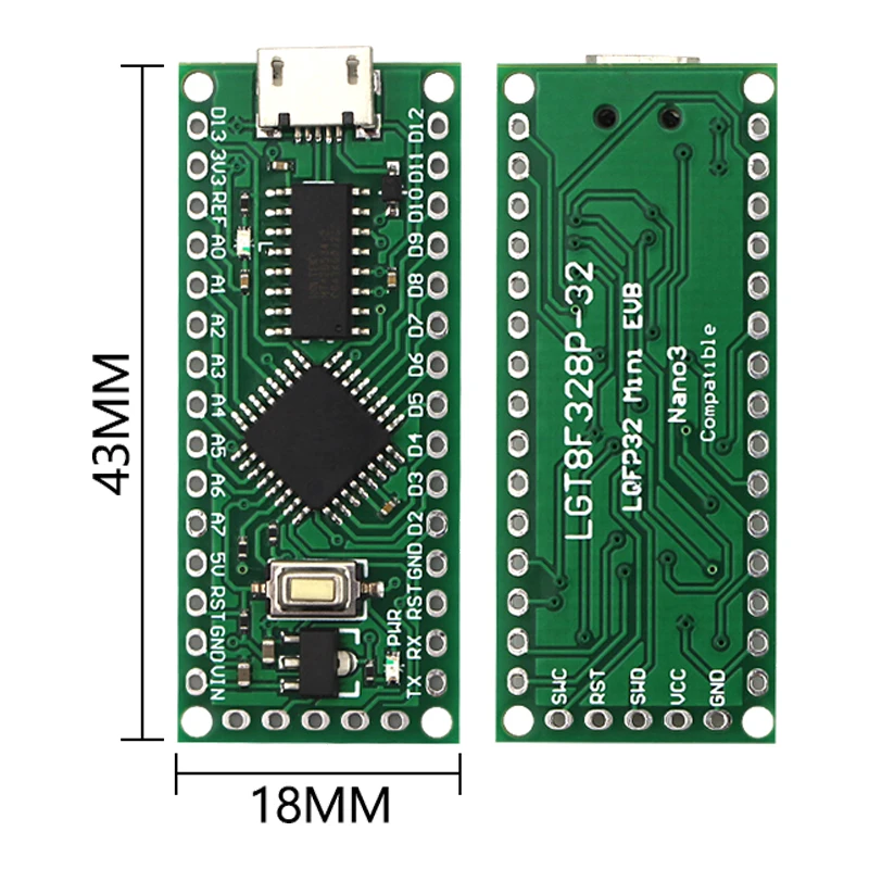 Micro USB para Arduino, Compatível com ATMEGA328, Nano V3.0, LGT8F328P, CH9340C, HT42B534-1, LGT8F328P, LQFP32, MiniEVB, Tipo-C