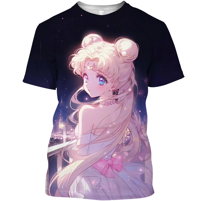 2026 Street Wear T-shirt Funny T-shirt Sailor Moon Street Wear Top female 3D Printed Female Graphic Anime Girl y2kMen's Clothing