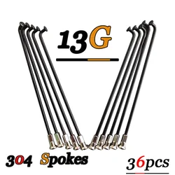 36Pcs 13G(2.25mm)/122/124/139/178/181/228/230/248/250/270MM Stainless Steel Bicycle Spokes & Nut Electric E-Bike Cycle DELT