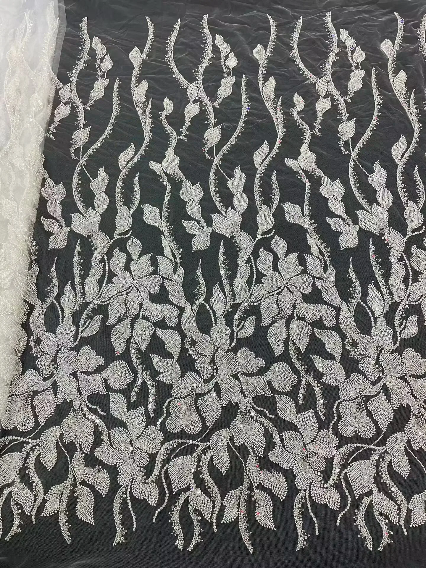 

African Nigerian Groom Sequins Beads Lace Fabric 2026 White High Quality French Tulle Lace Fabric For Bridal Dress Sewing