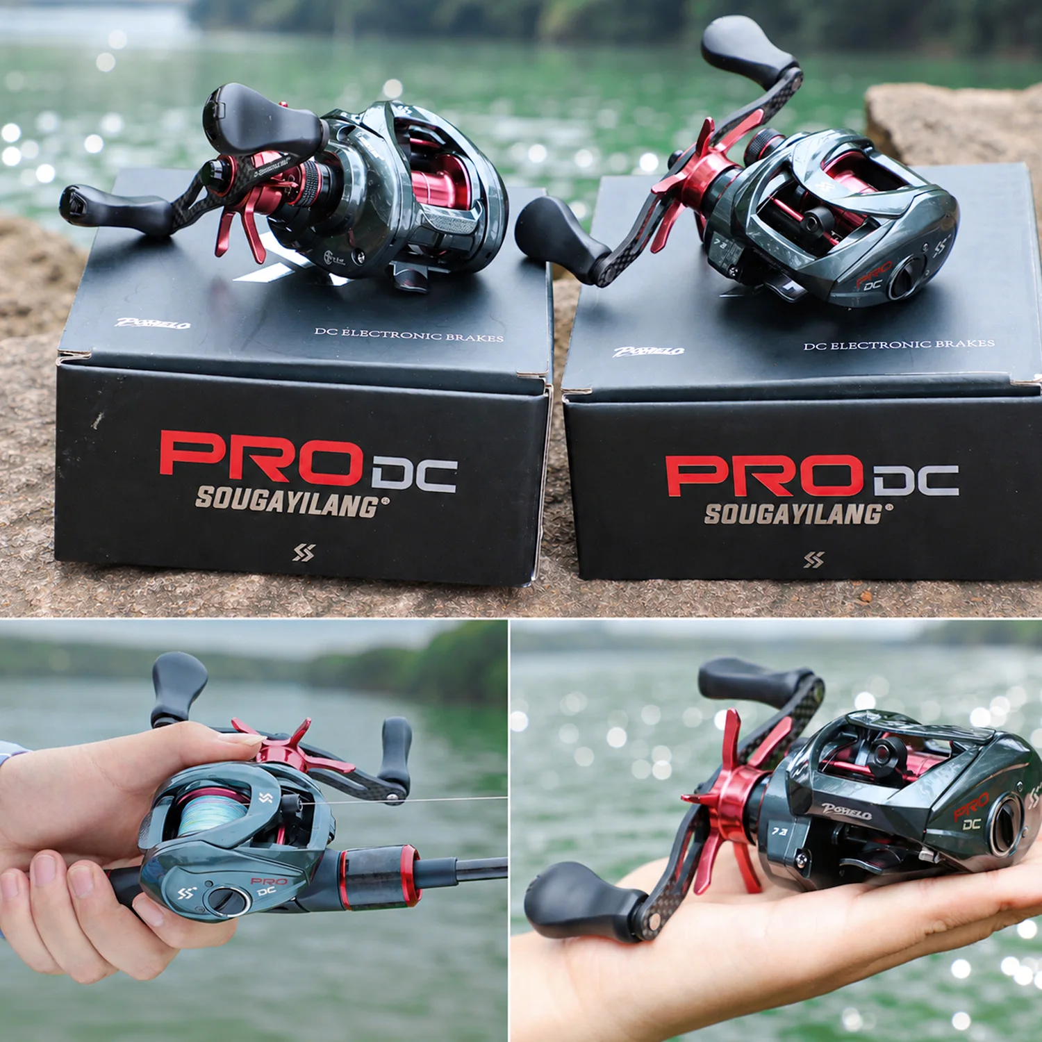 Sougayilang PRO DC Elektronische Baitcasting-Rolle Anti-Backlash 7.2:1 Übersetzungsverhältnis 7+1BB Carbon-Griff Salzwasser-Angelrolle – Detail 13