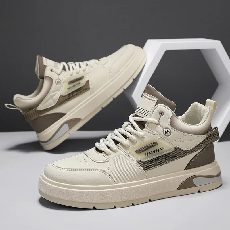 

Кроссовки мужские кожаные на плоской подошве, модная повседневная обувь для скейтборда, молодежная Уличная обувь на шнуровке, осень