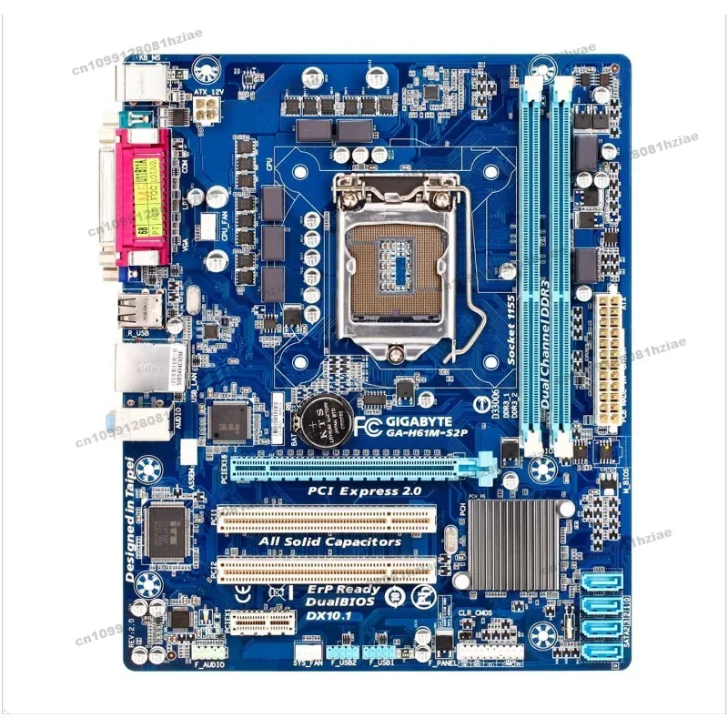 Adequado para placa principal Gigabyte GA-H61M-S2PH 1155 pinos, tipo de placa de memória DDR3 Micro ATX usado
