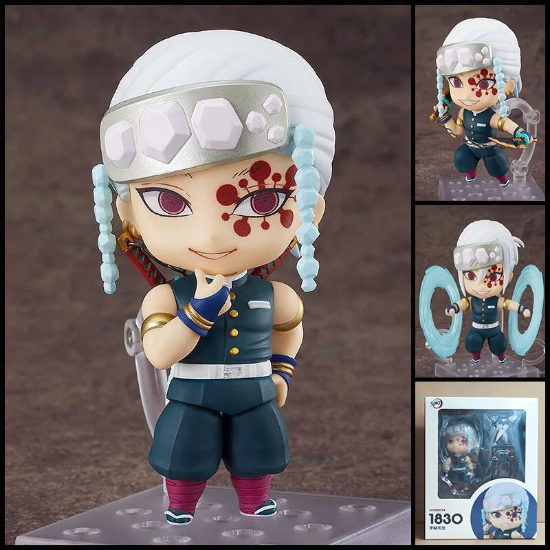 

10cm Demon Slayer: Kimetsu no Yaiba #1830 Tengen Uzui - Sound Hashira,Q - Version Replaceable Face Doll, PVC Model Figurine