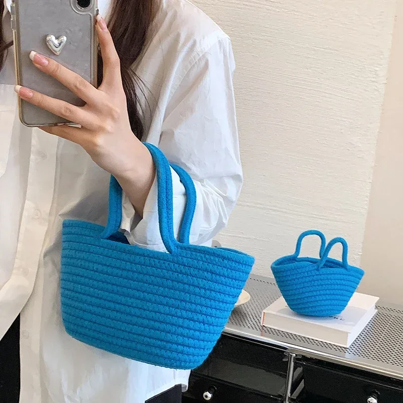 Autumn New Women\'s Bag 2023 High Quality Straw Woven Bag High Capacity Solid Color Hot Selling Beach Holiday Shopping Handbag