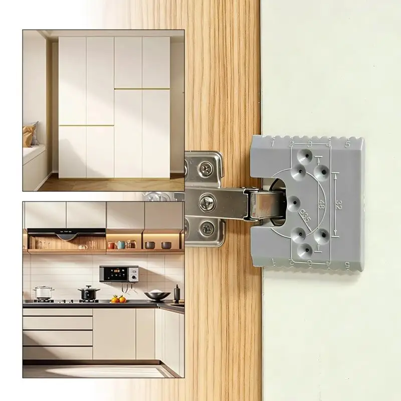 Hinge Positioning  Tool Quick Install Guide for Cabinet Door Alignment Drawer and Cupboard Assembly in Home Improvement